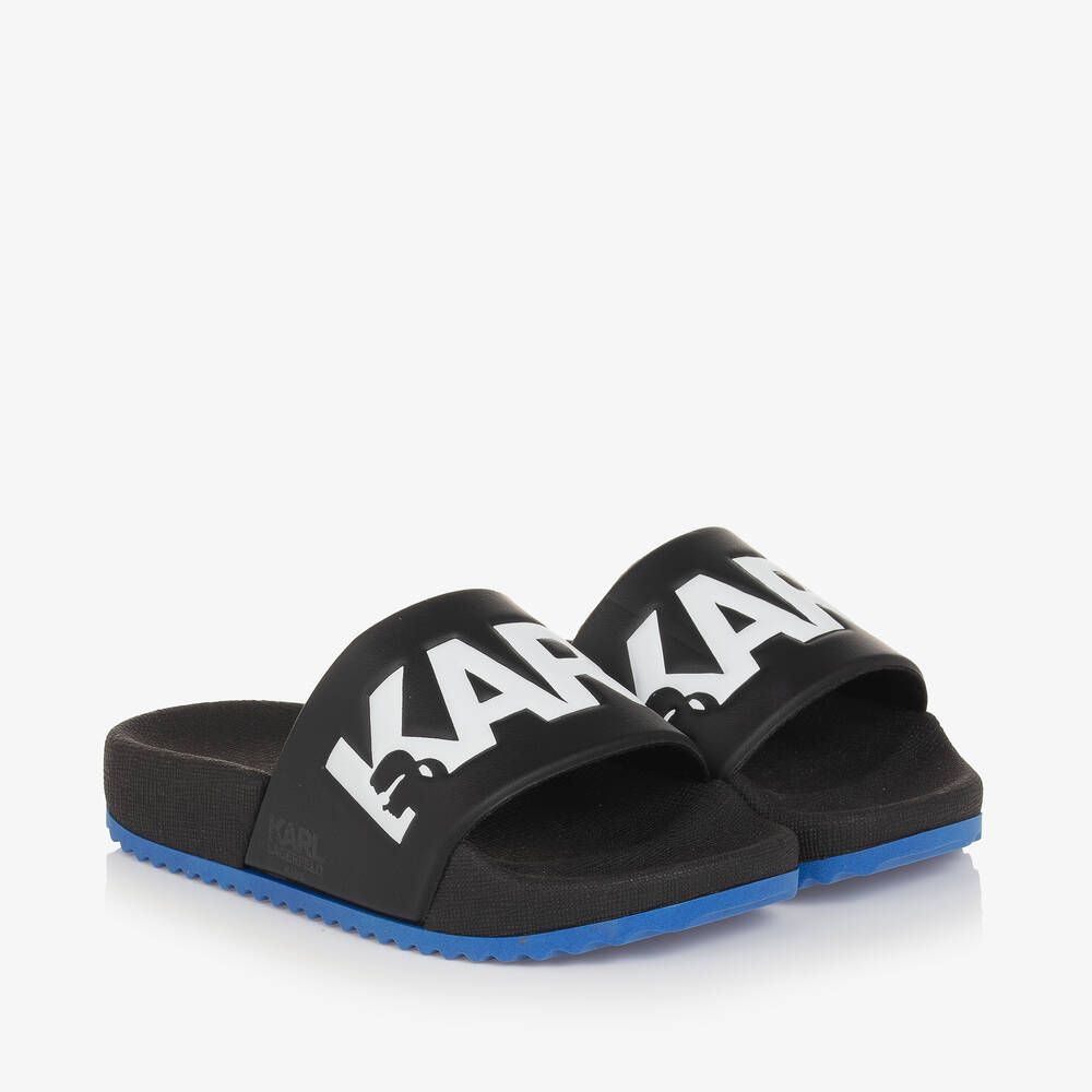 KARL LAGERFELD KIDS-شبشب سلايدرز لون أسود للأولاد | Childrensalon Outlet