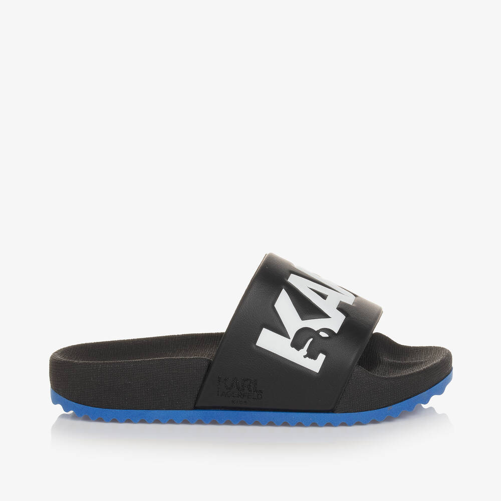 KARL LAGERFELD KIDS-Boys Black Karl Sliders | Childrensalon Outlet
