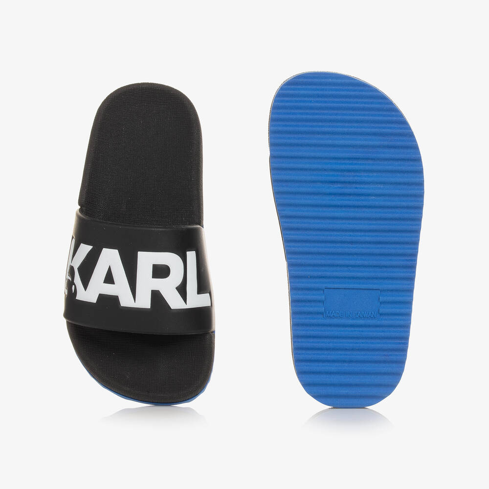 KARL LAGERFELD KIDS-Boys Black Karl Sliders | Childrensalon Outlet