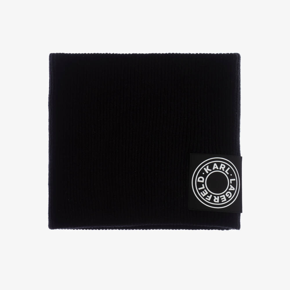 KARL LAGERFELD KIDS-Boys Black Knit Hat & Snood Combo | Childrensalon Outlet