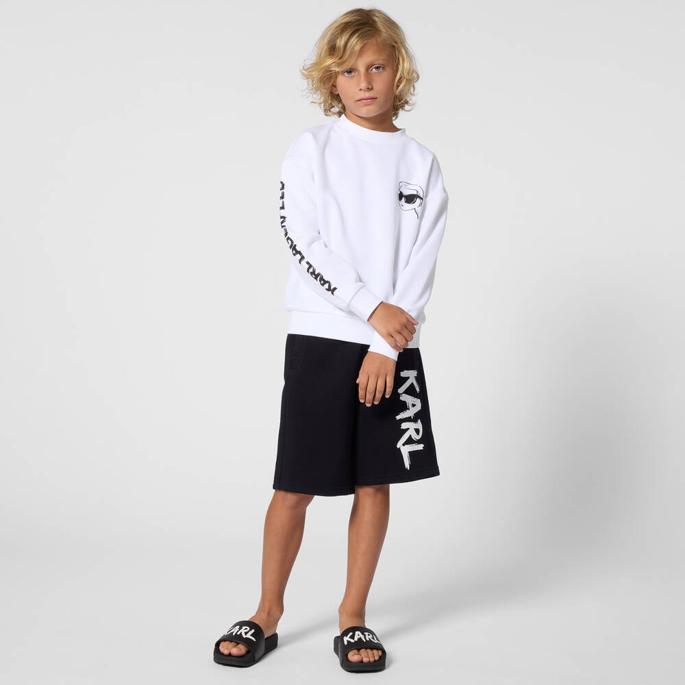 KARL LAGERFELD KIDS-Boys Black Logo Bermudas | Childrensalon Outlet