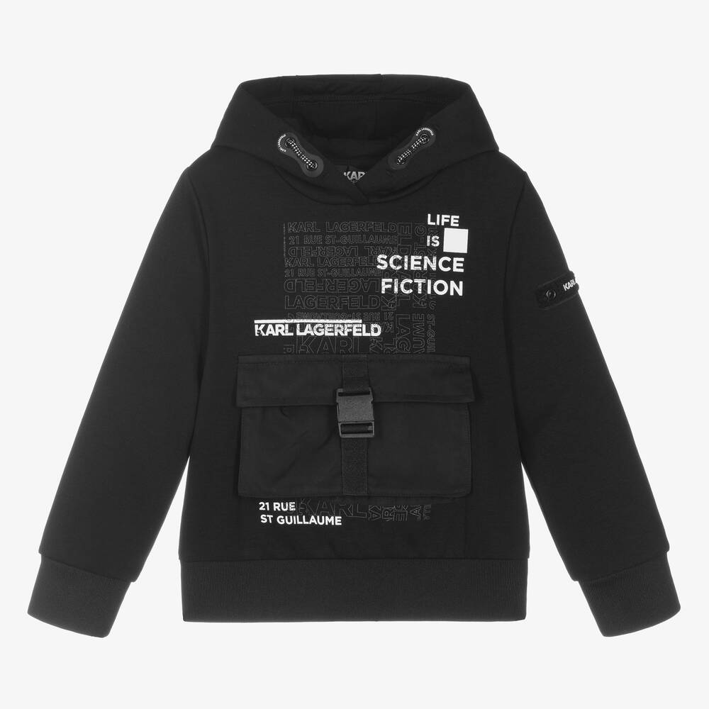 KARL LAGERFELD KIDS - Sweat à capuche noir Garçon | Childrensalon