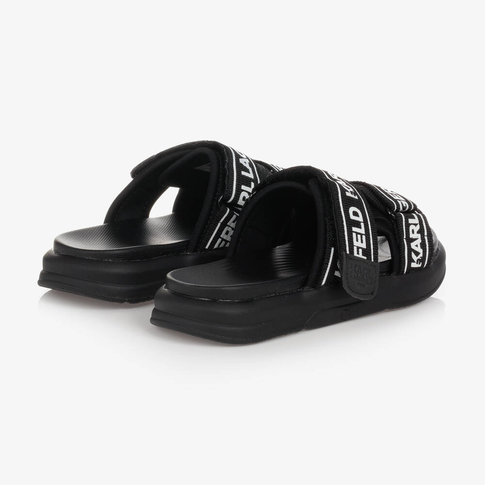 كارل لاغرفيلد كيدز-شبشب سلايدرز قماش لون أسود للأولاد | Childrensalon Outlet