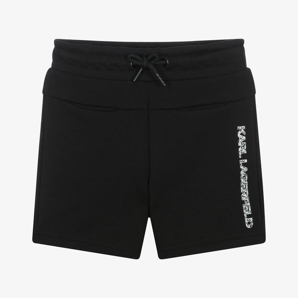 KARL LAGERFELD KIDS-Boys Black Organic Cotton Shorts | Childrensalon Outlet