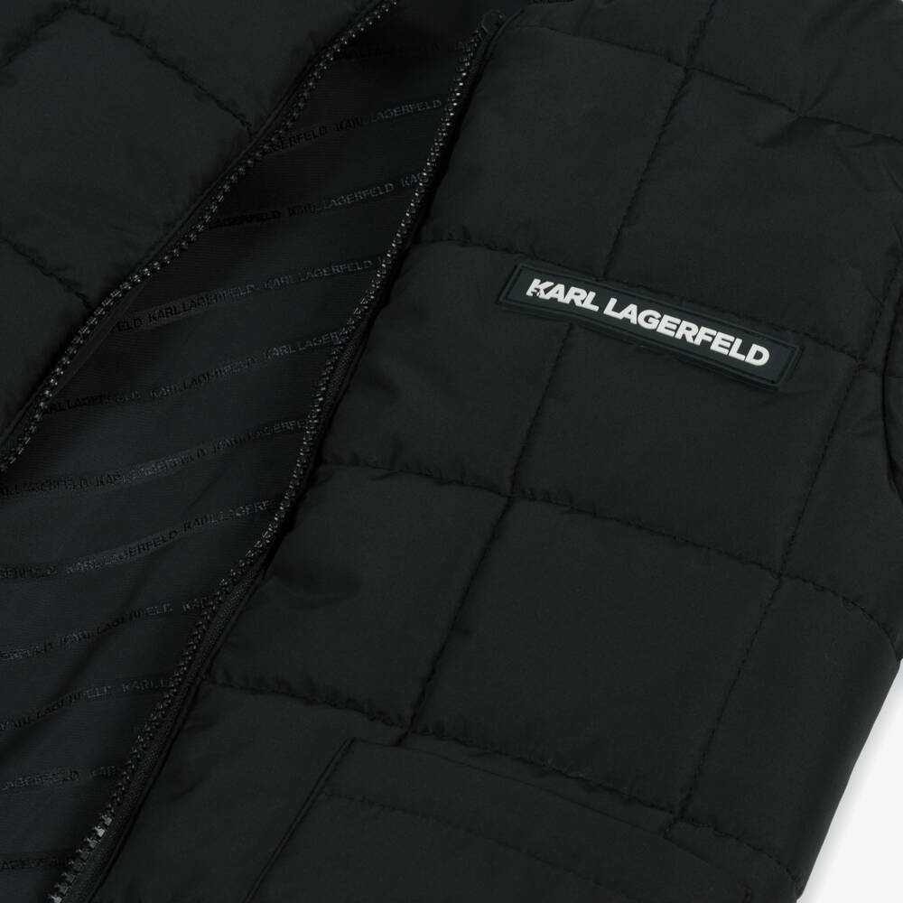 KARL LAGERFELD KIDS-Boys Black Quilted Zip-Up Gilet | Childrensalon Outlet