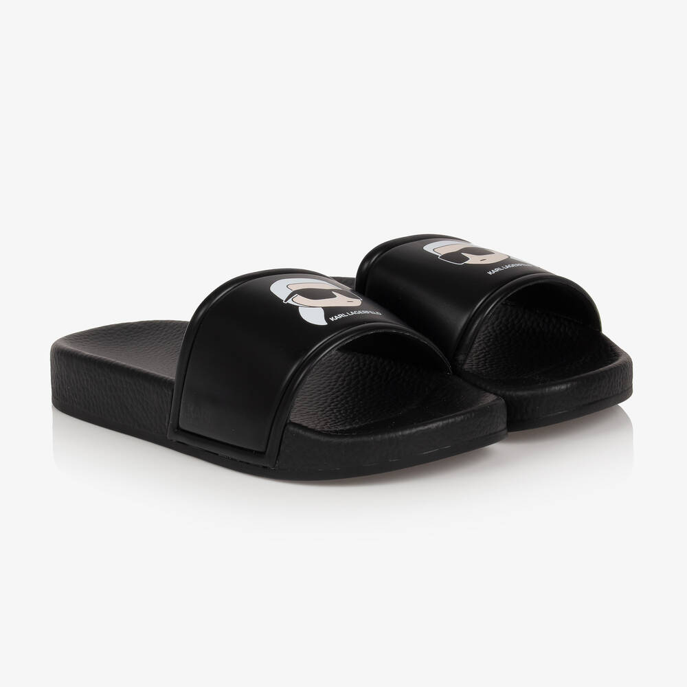 KARL LAGERFELD KIDS - Boys Black Sliders | Childrensalon