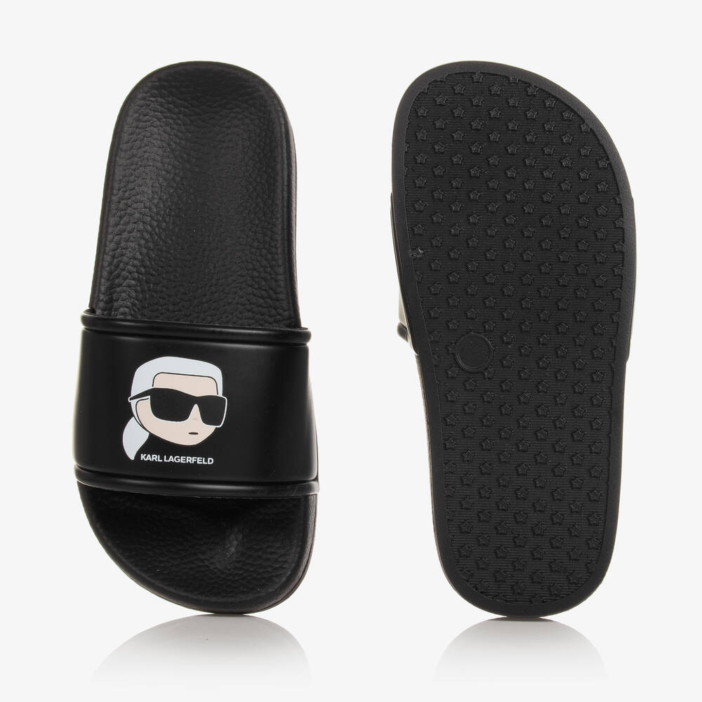 كارل لاغرفيلد كيدز-شبشب سلايدرز لون أسود للأولاد | Childrensalon Outlet