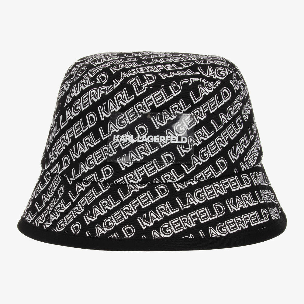 KARL LAGERFELD KIDS Boys Black White Logo Bucket Hat