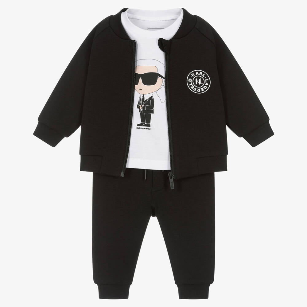 KARL LAGERFELD KIDS - Ensemble survêtement noir et blanc garçon | Childrensalon