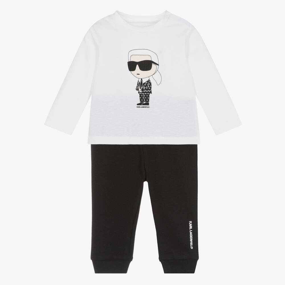 KARL LAGERFELD KIDS - Белый топ и черные штанишки для мальчиков | Childrensalon