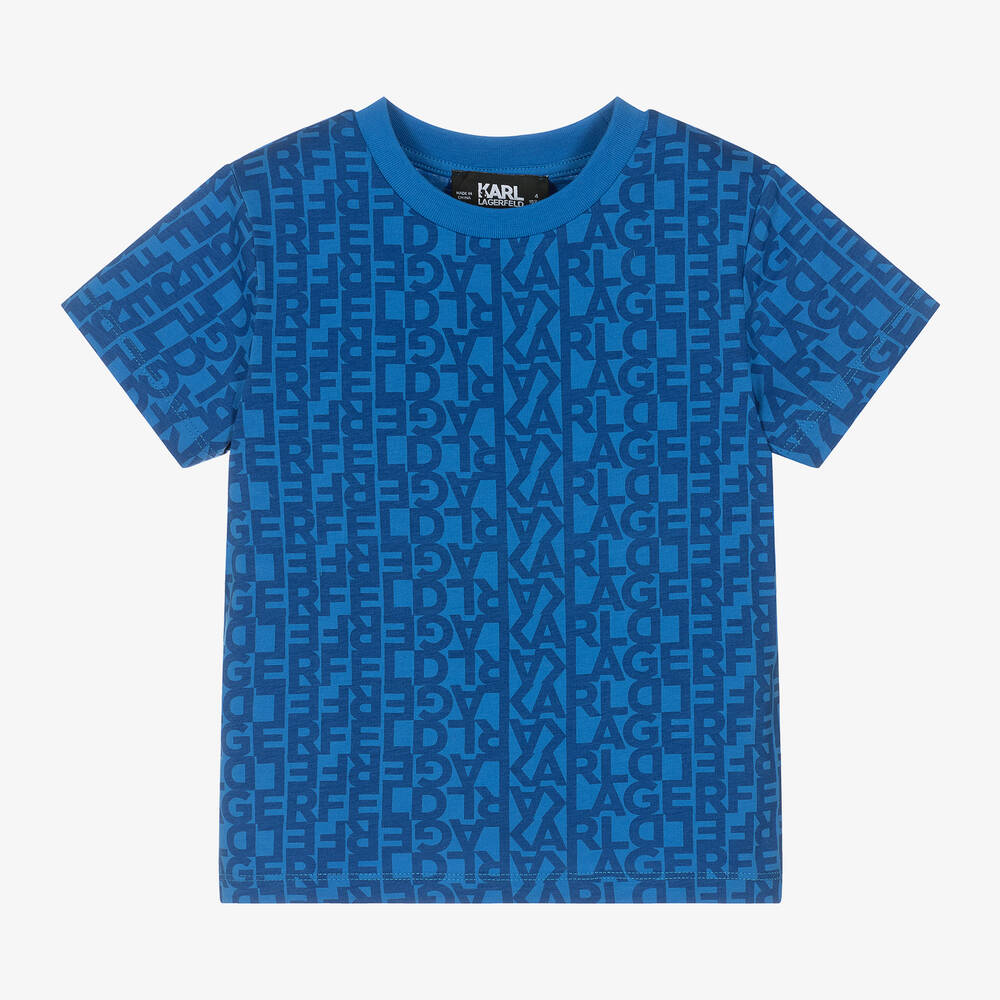 KARL LAGERFELD KIDS-Boys Blue Cotton T-Shirt | Childrensalon Outlet