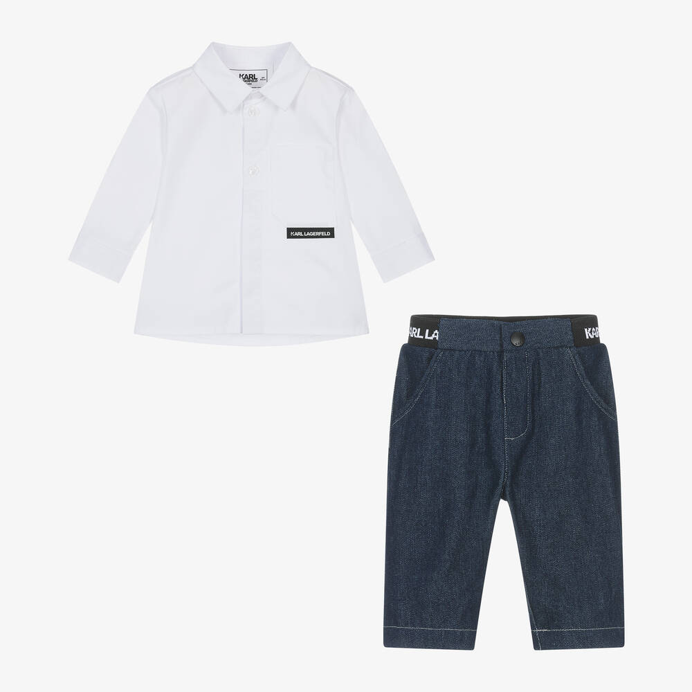 KARL LAGERFELD KIDS-Boys Blue Denim Jeans Set | Childrensalon Outlet