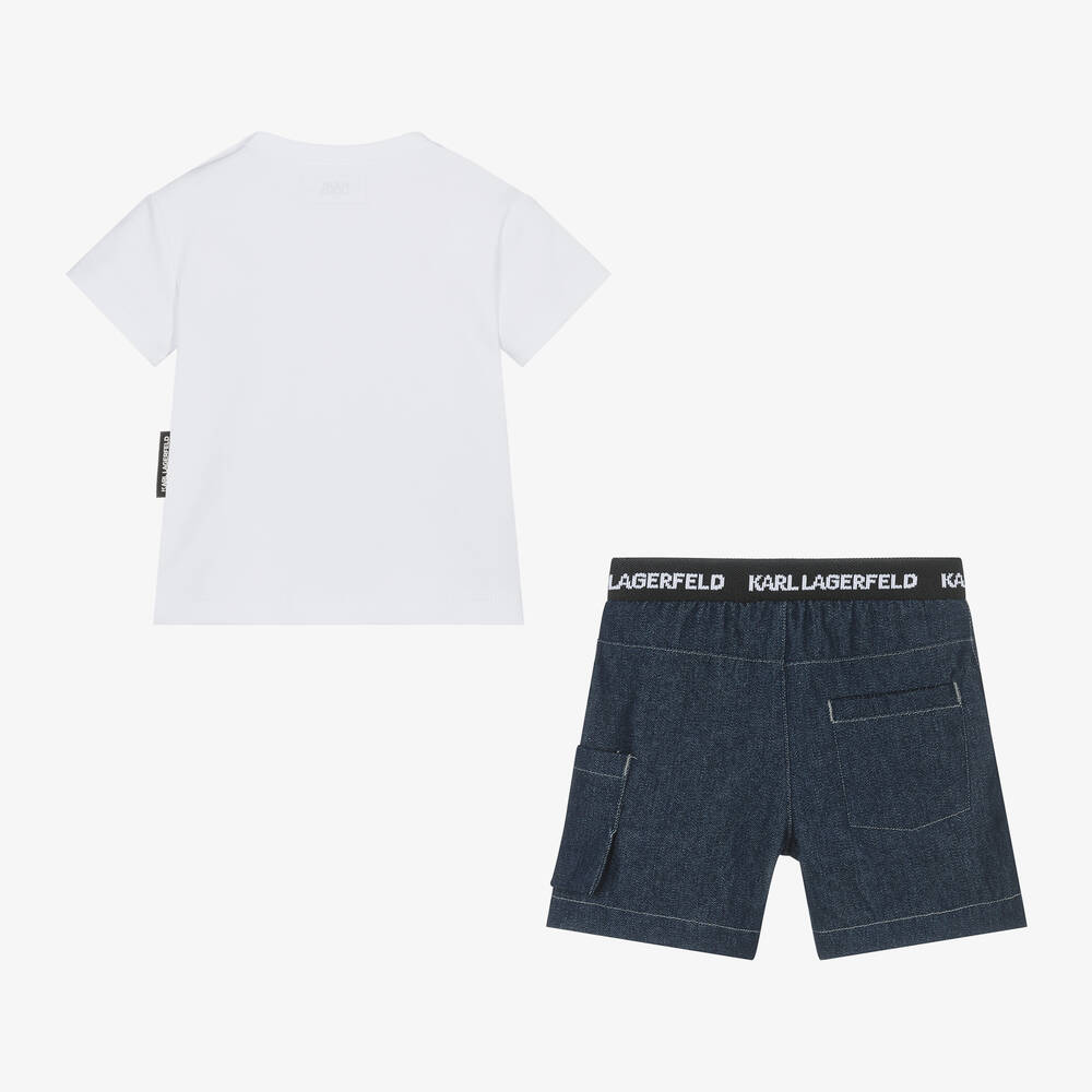 KARL LAGERFELD KIDS-Boys Blue Denim Shorts Set | Childrensalon Outlet