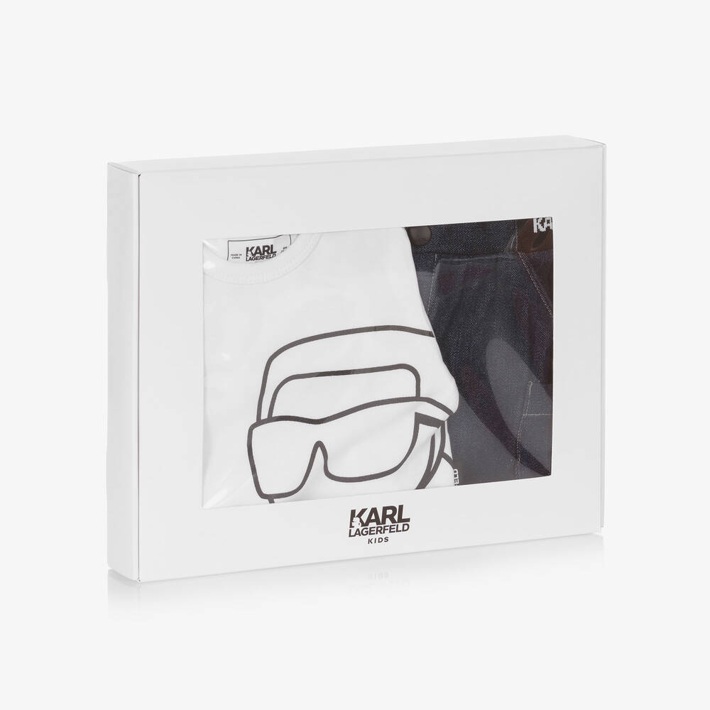 KARL LAGERFELD KIDS-Boys Blue Denim Shorts Set | Childrensalon Outlet
