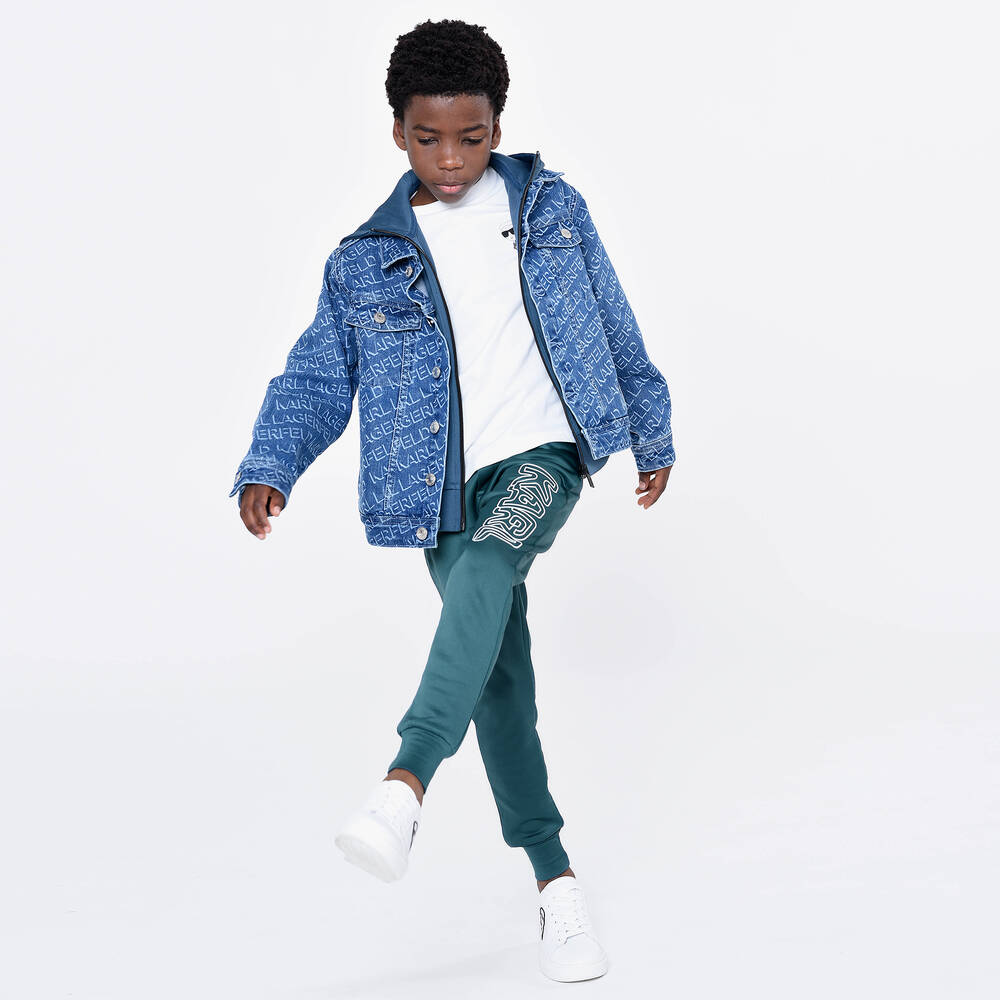 KARL LAGERFELD KIDS-Boys Blue Logo Joggers | Childrensalon Outlet