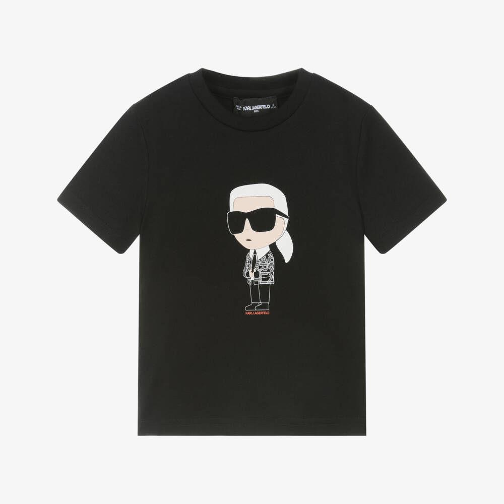 KARL LAGERFELD KIDS-Boys Charcoal Icon Graphic Tee | Childrensalon Outlet
