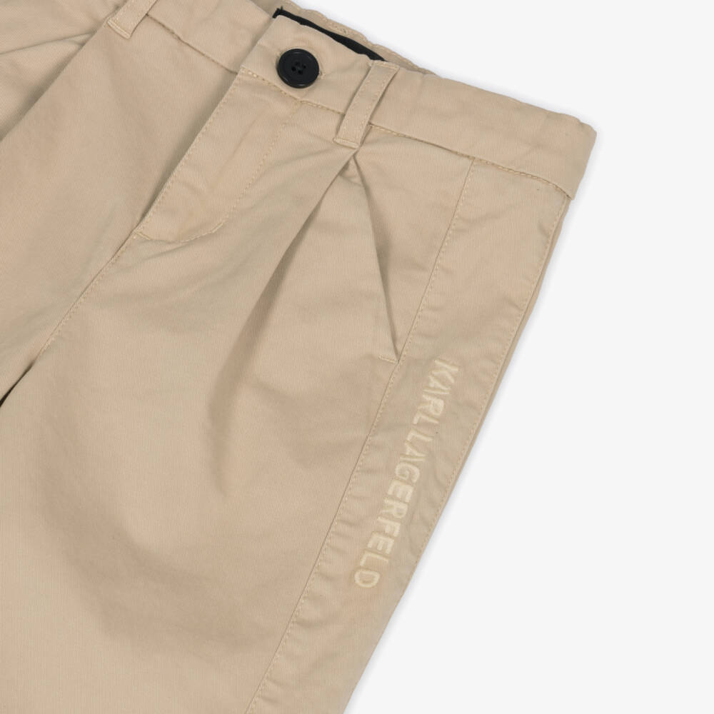 KARL LAGERFELD KIDS-بنطلون تويل كلاسيكي بيج للأولاد | Childrensalon Outlet