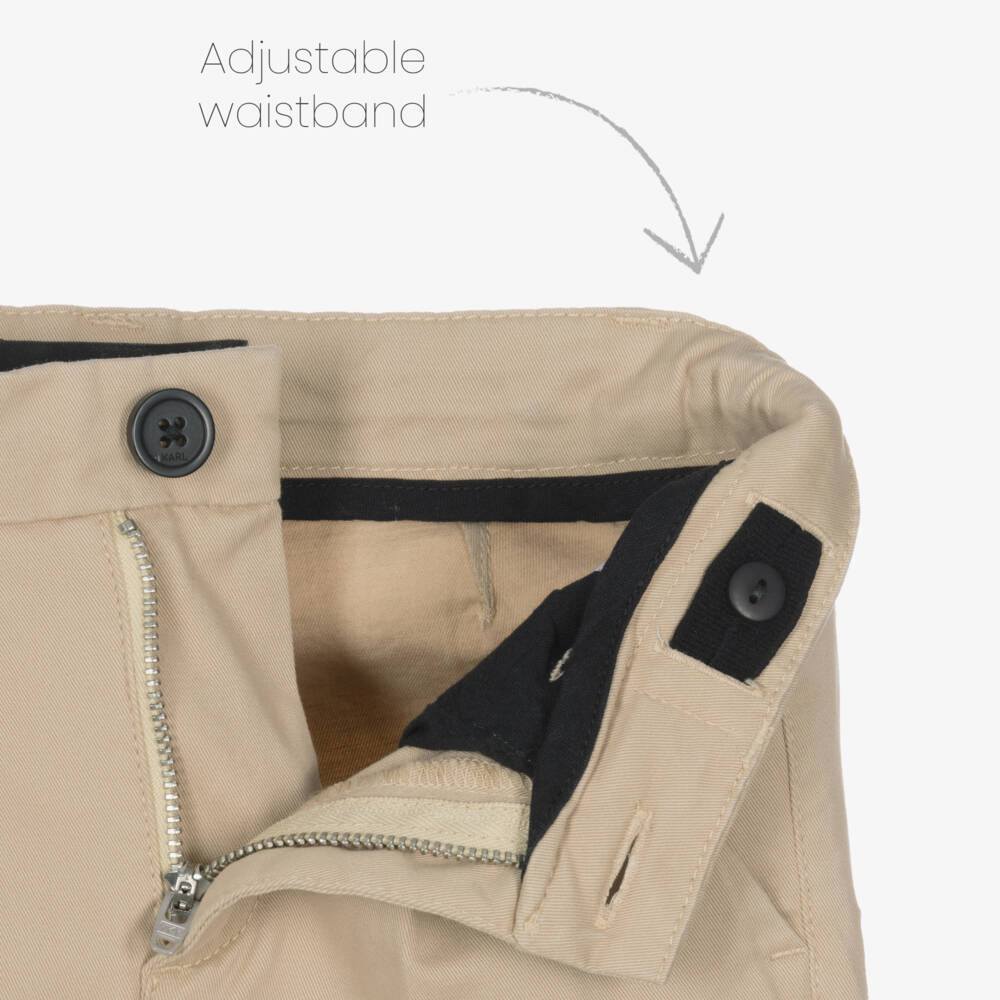 KARL LAGERFELD KIDS-بنطلون تويل كلاسيكي بيج للأولاد | Childrensalon Outlet