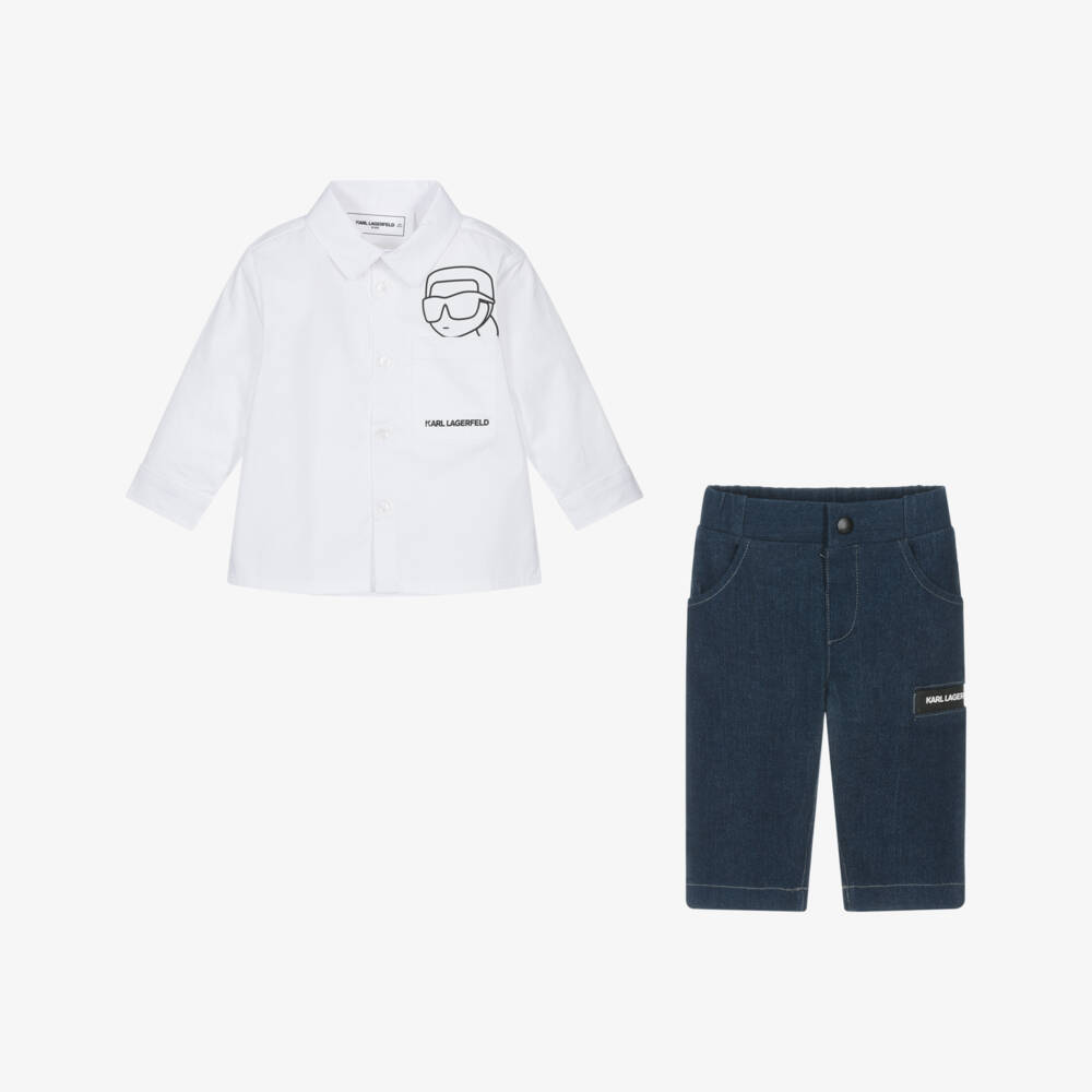 KARL LAGERFELD KIDS-Boys Classic Blue Denim Ensemble | Childrensalon Outlet