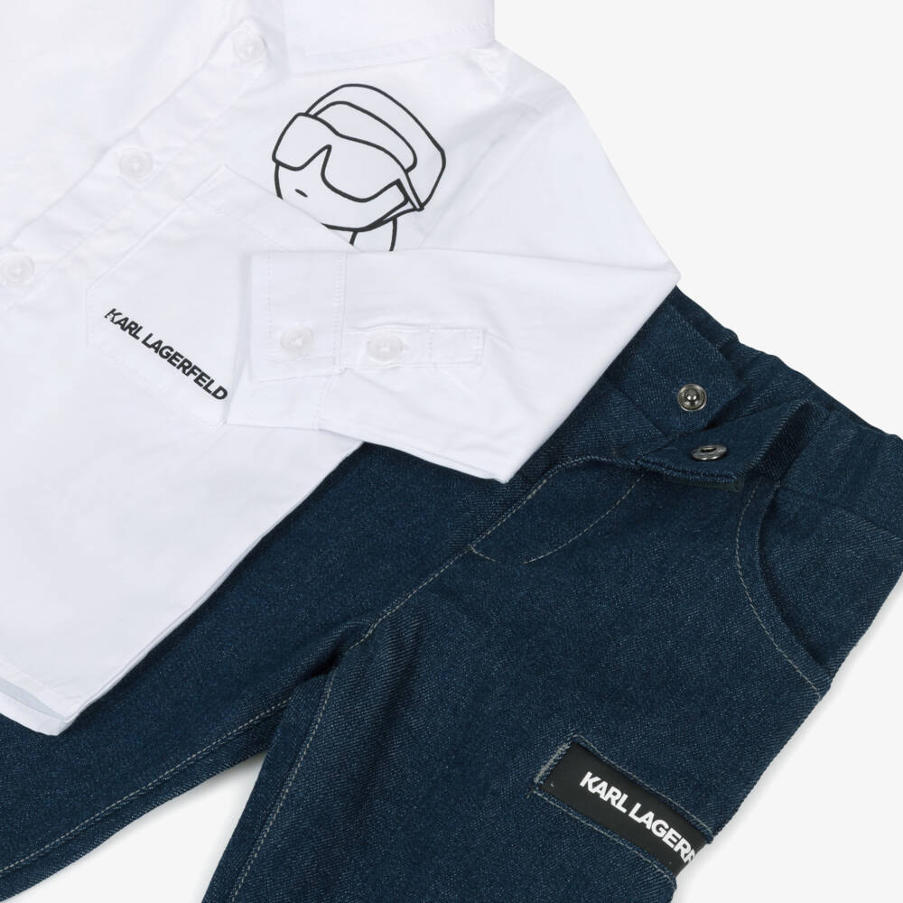 KARL LAGERFELD KIDS-Boys Classic Blue Denim Ensemble | Childrensalon Outlet