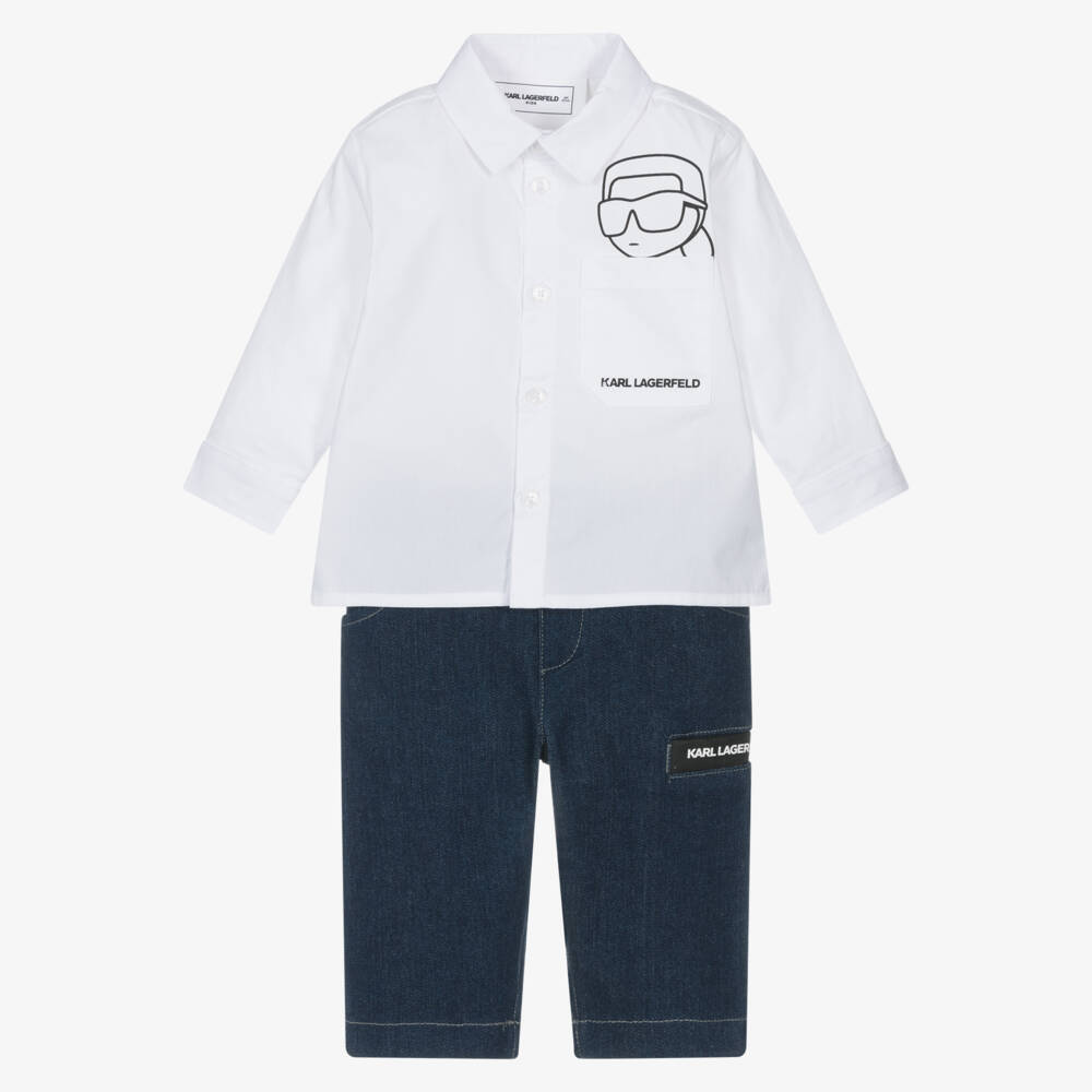 KARL LAGERFELD KIDS-Boys Classic Blue Denim Ensemble | Childrensalon Outlet