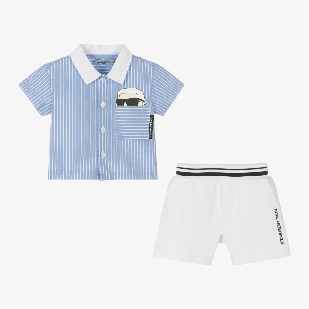 KARL LAGERFELD KIDS-Boys Classic Blue Stripe Ensemble | Childrensalon Outlet