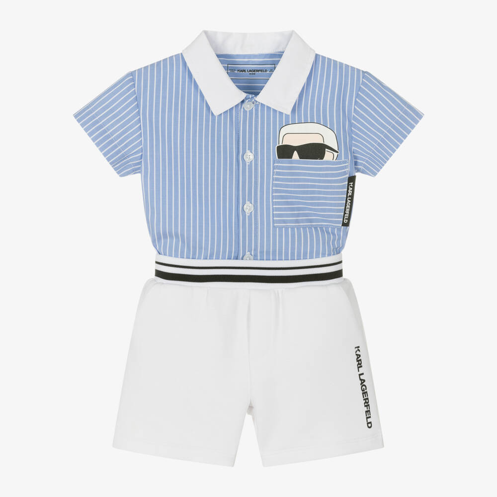 KARL LAGERFELD KIDS-Boys Classic Blue Stripe Ensemble | Childrensalon Outlet