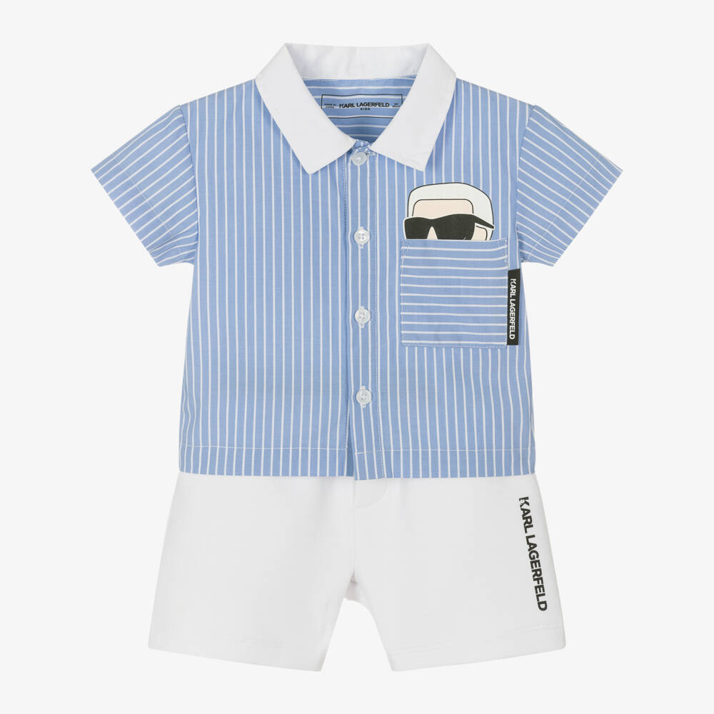 KARL LAGERFELD KIDS-Boys Classic Blue Stripe Ensemble | Childrensalon Outlet