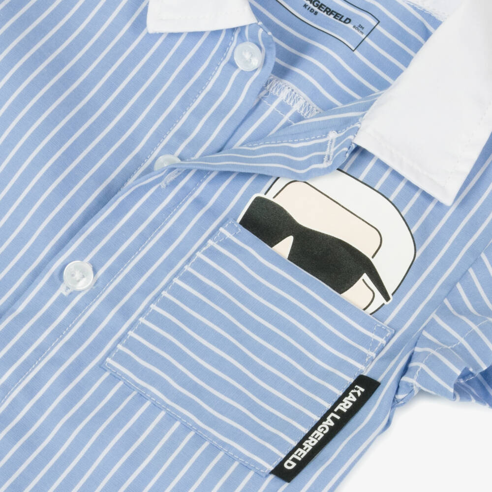 KARL LAGERFELD KIDS-Boys Classic Blue Stripe Ensemble | Childrensalon Outlet