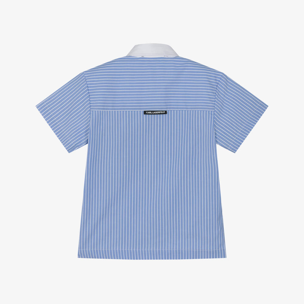 KARL LAGERFELD KIDS-Boys Classic Blue Stripe Shirt | Childrensalon Outlet