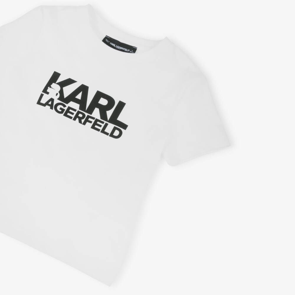 KARL LAGERFELD KIDS-Классическая белая хлопковая футболка для мальчиков | Childrensalon Outlet