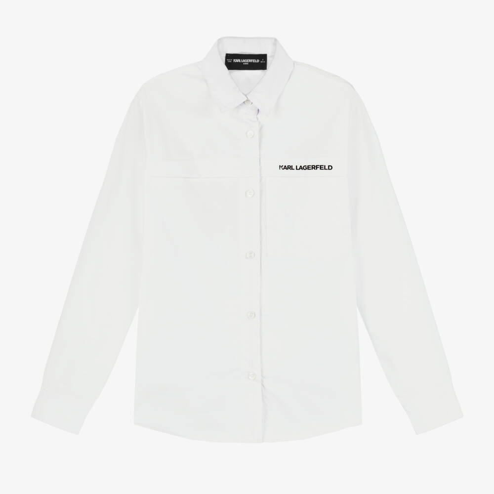 KARL LAGERFELD KIDS-Boys Classic White Poplin Shirt | Childrensalon Outlet