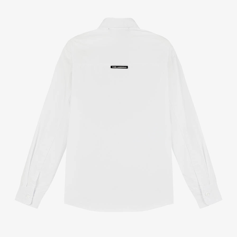 KARL LAGERFELD KIDS-قميص بوبلين أبيض كلاسيكي للأولاد | Childrensalon Outlet