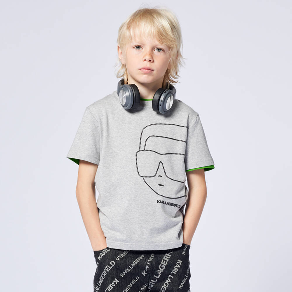 KARL LAGERFELD KIDS-Boys Cool Grey Icon Tee | Childrensalon Outlet