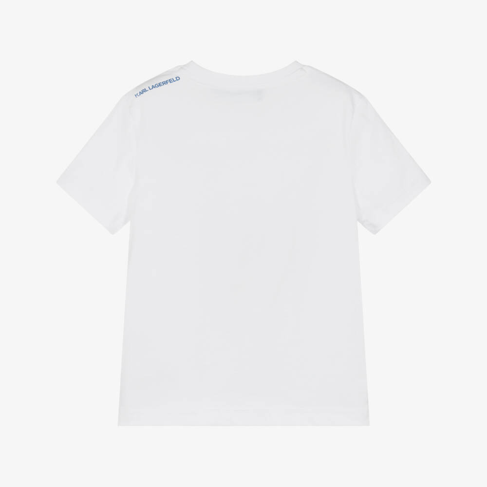 KARL LAGERFELD KIDS-Boys Cotton Tee in Blue & White | Childrensalon Outlet
