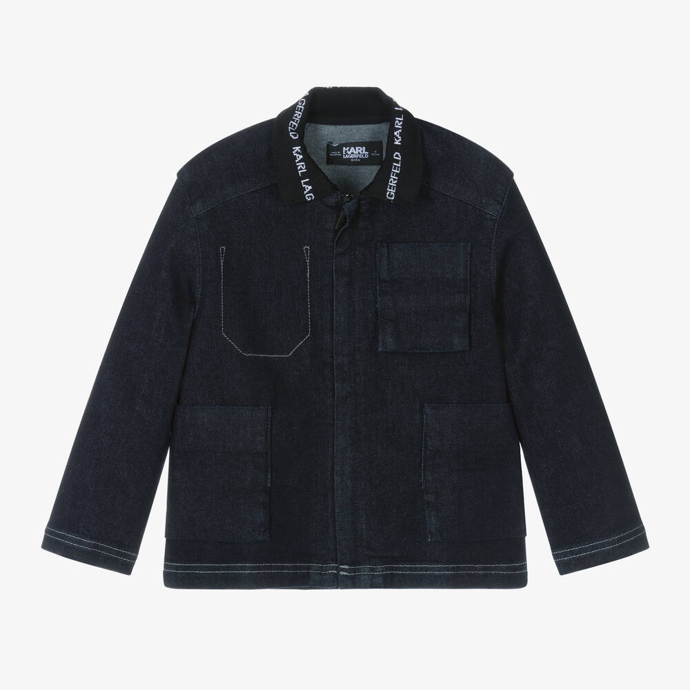 KARL LAGERFELD KIDS-Boys Dark Blue Denim Jacket | Childrensalon Outlet