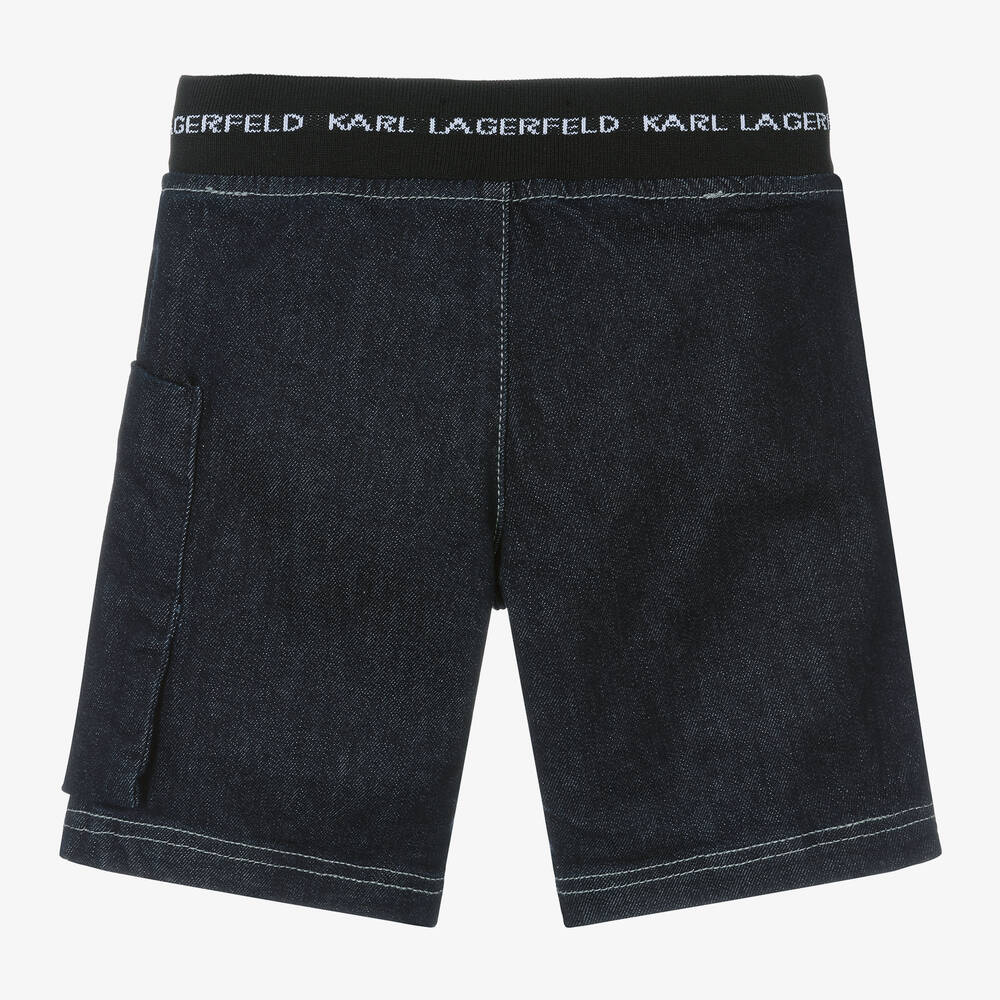 KARL LAGERFELD KIDS Boys Dark Blue Denim Shorts Childrensalon Outlet