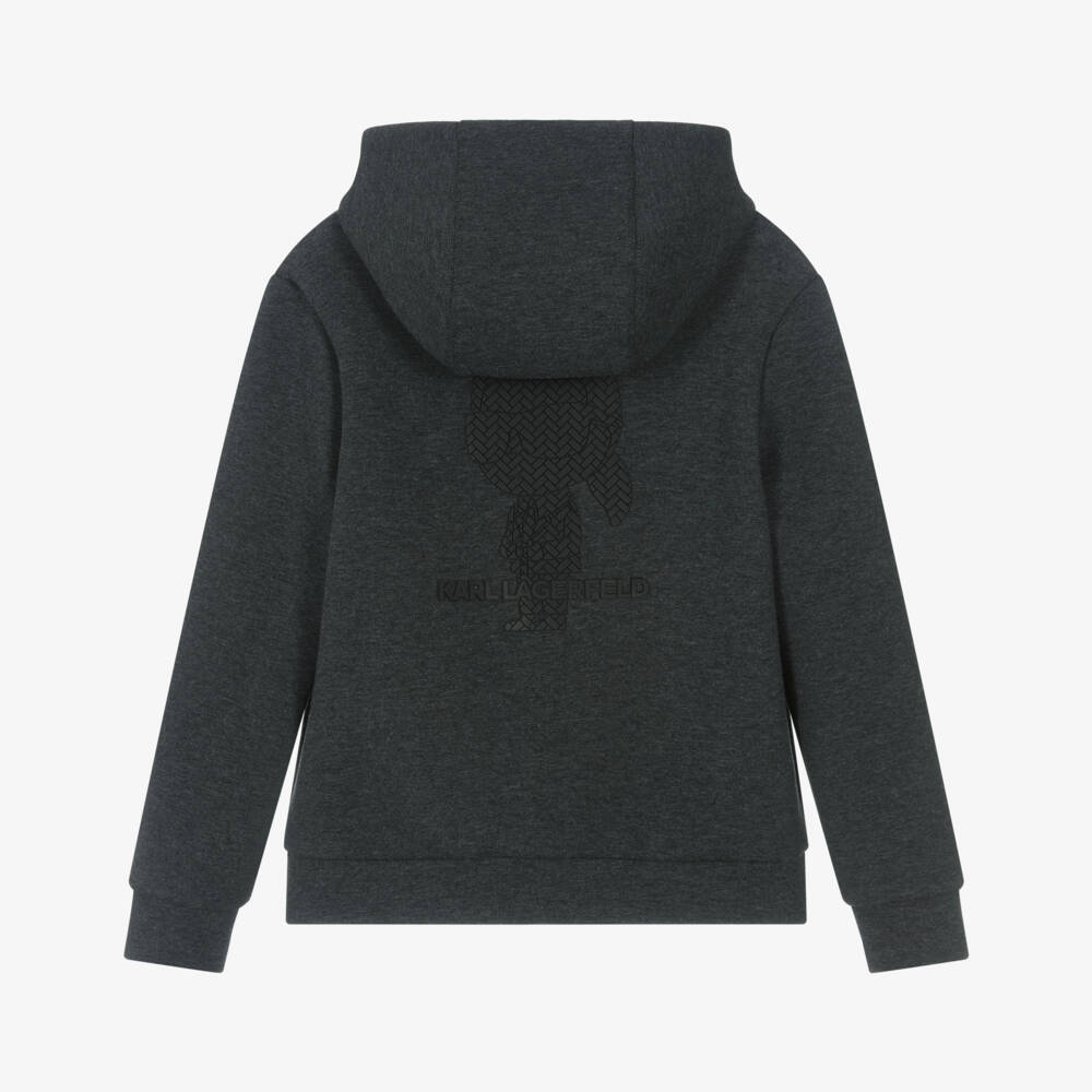 KARL LAGERFELD KIDS-Куртка с капюшоном на молнии угольного цвета для мальчиков | Childrensalon Outlet