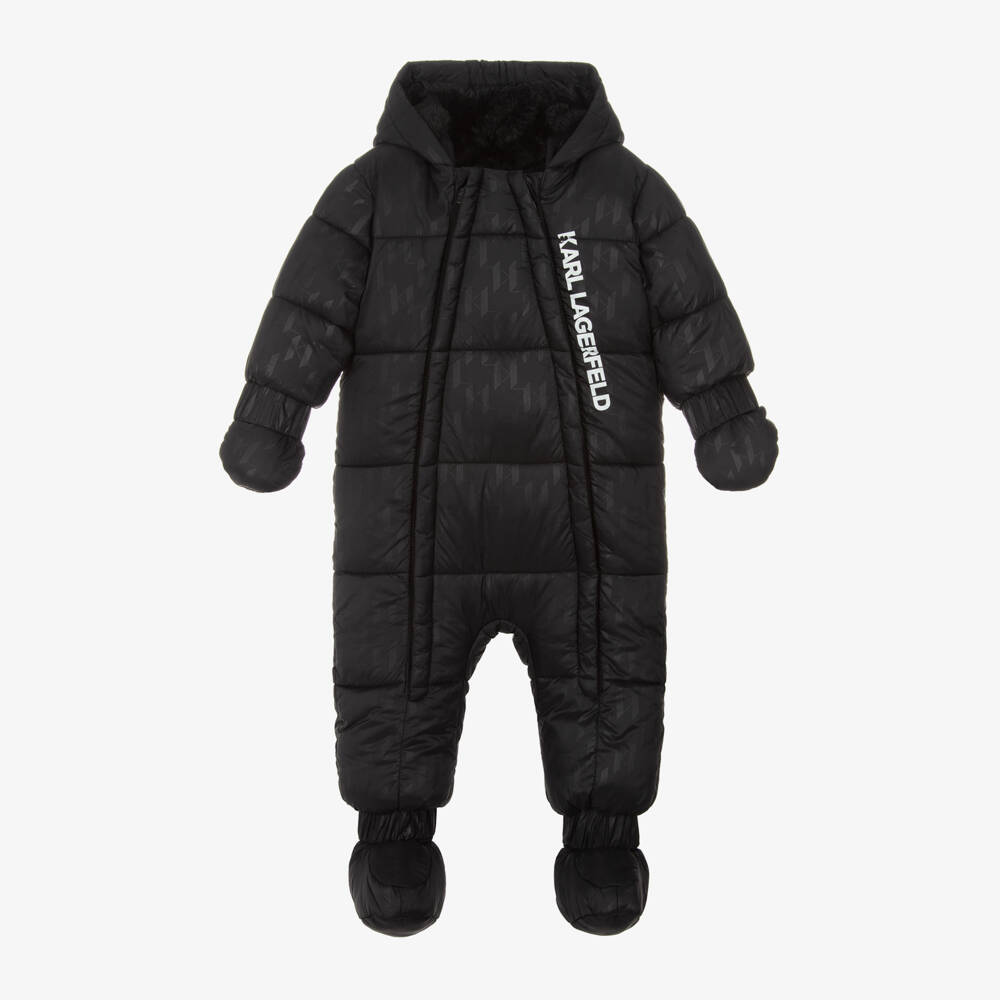 KARL LAGERFELD KIDS-بدلة شتوية سوداء بشعار للأولاد | Childrensalon Outlet