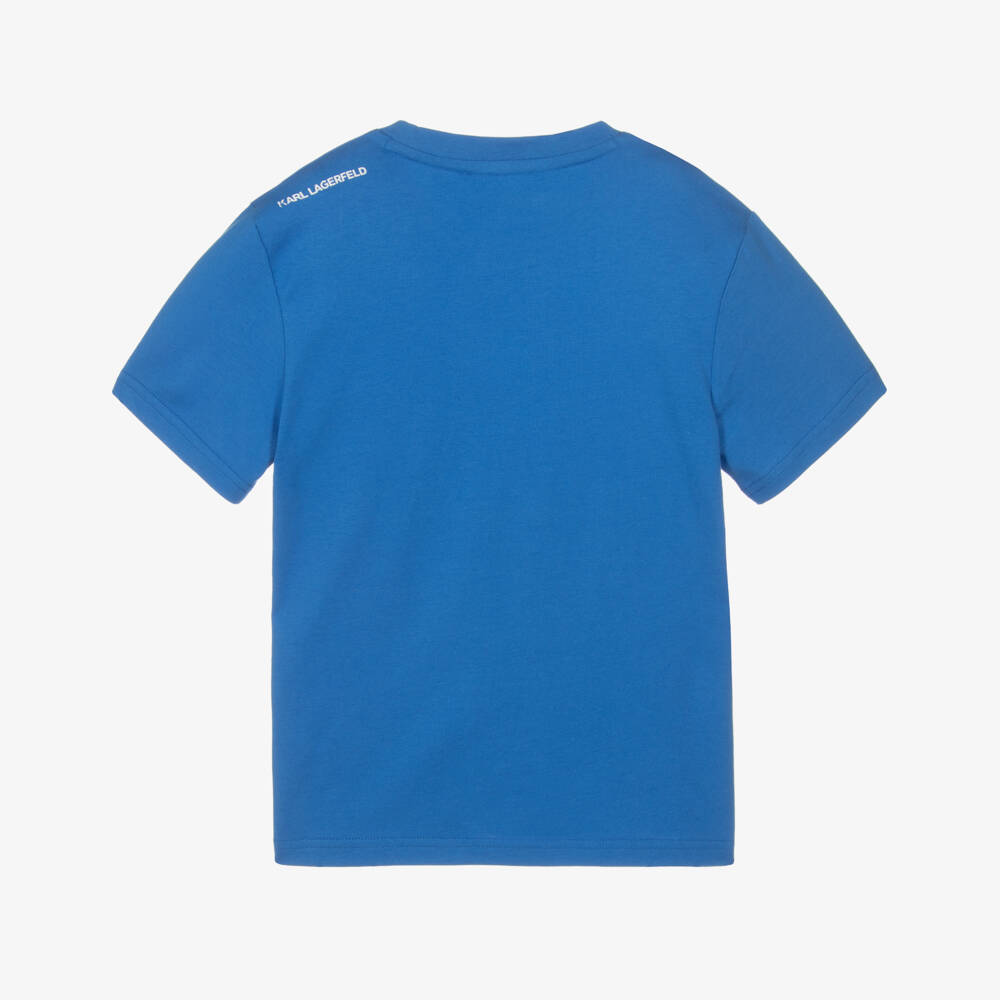 KARL LAGERFELD KIDS-Boys Graphic Blue Cotton Tee | Childrensalon Outlet