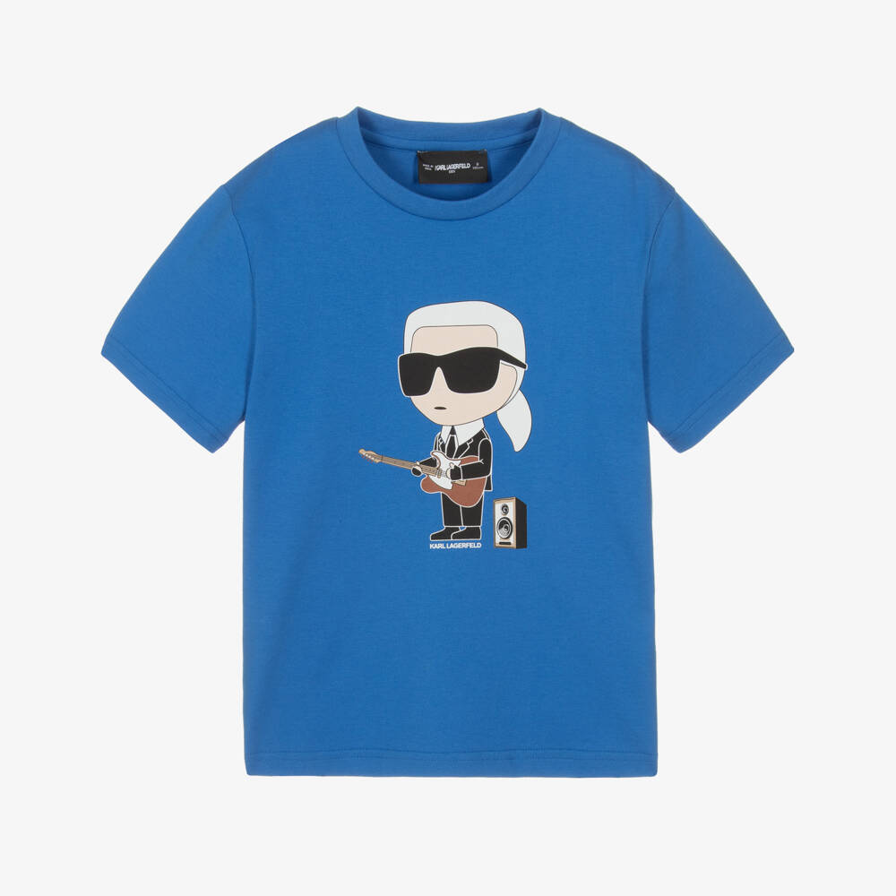 KARL LAGERFELD KIDS-Boys Graphic Blue Cotton Tee | Childrensalon Outlet