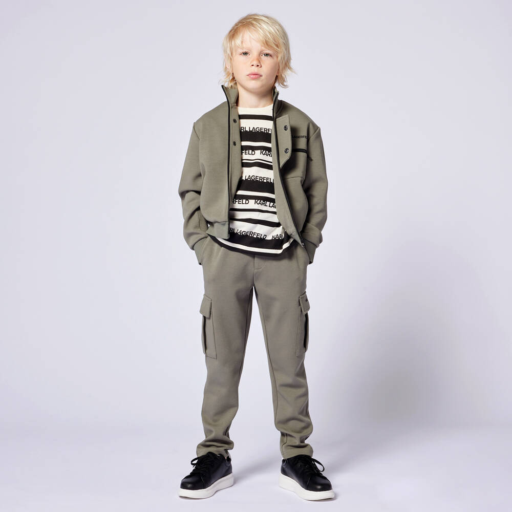 KARL LAGERFELD KIDS-Boys Green Adventure Cargo Pants | Childrensalon Outlet