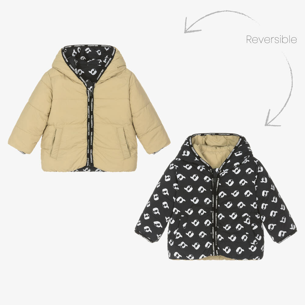 KARL LAGERFELD KIDS - Blouson vert et noir réversible | Childrensalon