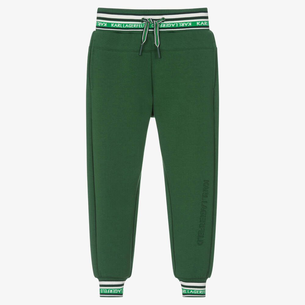 KARL LAGERFELD KIDS - Boys Green Cotton Jersey Joggers | Childrensalon