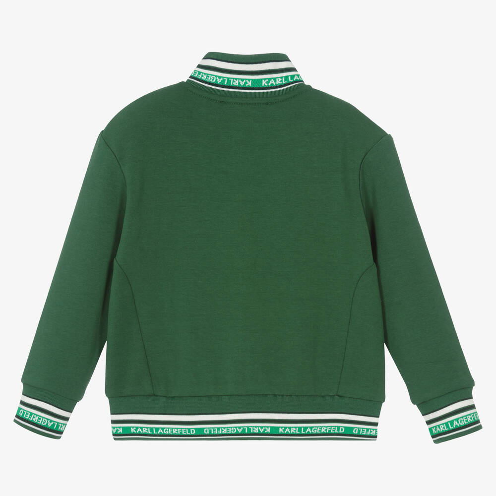 KARL LAGERFELD KIDS-Boys Green Cotton Jersey Zip-up Top | Childrensalon Outlet