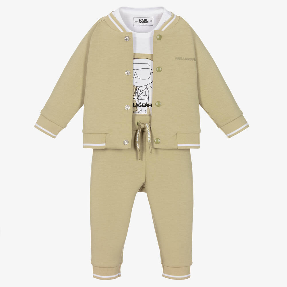 KARL LAGERFELD KIDS - Ensemble survêtement vert en coton | Childrensalon