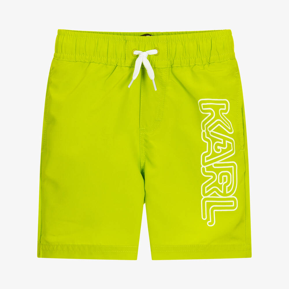 KARL LAGERFELD KIDS - Boys Green  Logo Swim Shorts | Childrensalon