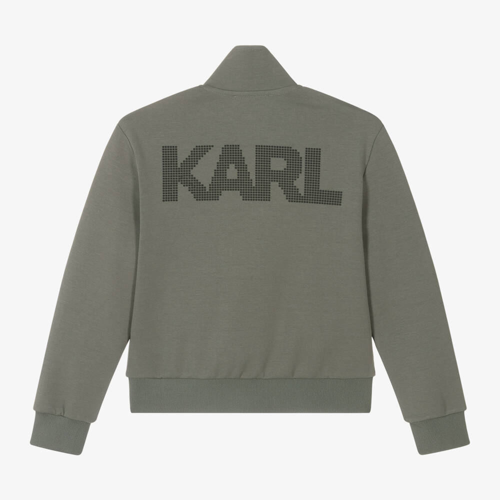 KARL LAGERFELD KIDS-Зеленая мягкая трикотажная куртка на молнии для мальчиков | Childrensalon Outlet