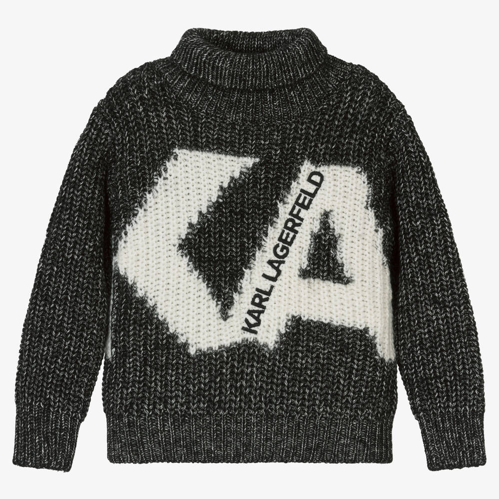 KARL LAGERFELD KIDS - Pull gris en maille de coton Garçon | Childrensalon