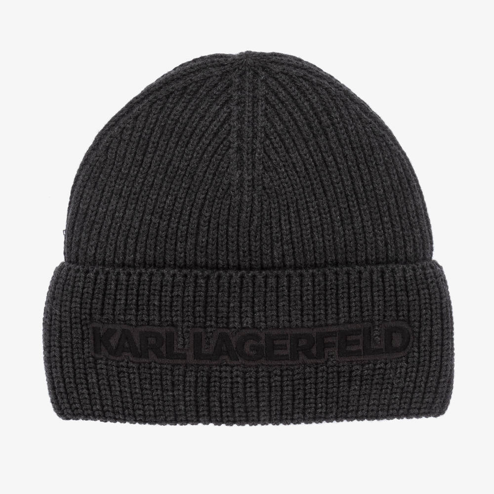 KARL LAGERFELD KIDS - Graue Beanie aus Baumwollstrick | Childrensalon